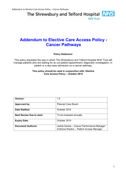 Cancer Pathways - SaTH NHS Trust