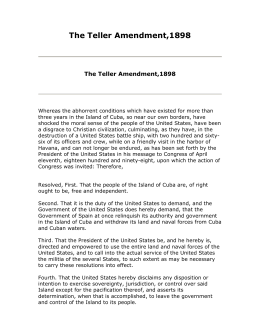 The Teller Amendment,1898 - Investigating US History