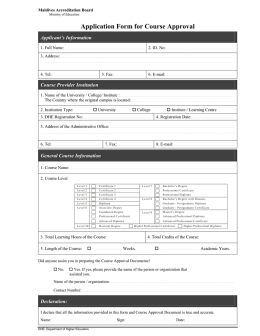 Application Form for Course Approval