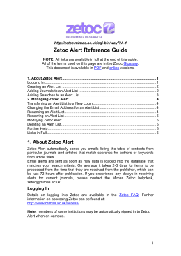 Zetoc Alert Reference Guide