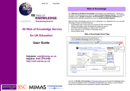User Guide - Web of Science Service for UK Education
