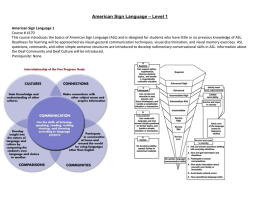 American Sign Language – Level 1