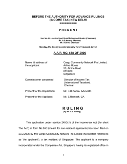 BEFORE THE AUTHORITY FOR ADVANCE RULINGS