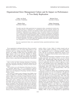 Organizational Error Management Culture and Its Impact on