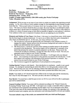EH 101.105, COMPOSITION I Essay 3 informative Essay with