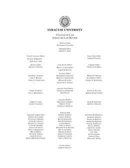 Syracuse Law Review - Syracuse University