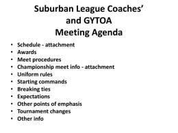 Suburban League Coaches Meeting Agenda
