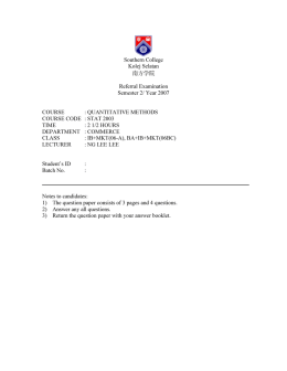 QUANTITATIVE METHODS COURSE CODE : STAT 2