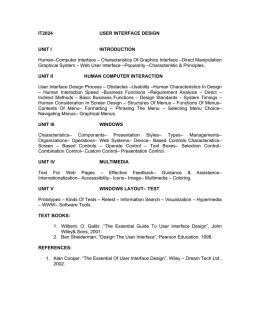 IT2024 USER INTERFACE DESIGN UNIT I INTRODUCTION Human