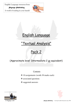 English Language “Textual Analysis” Pack 2