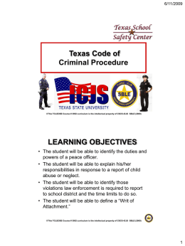 Texas Code of Criminal Procedure LEARNING OBJECTIVES