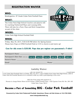 Cedar Park Football! REGISTRATION WAIVER