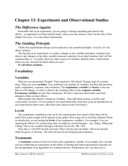 Chapter 13: Experiments and Observational Studies The Difference