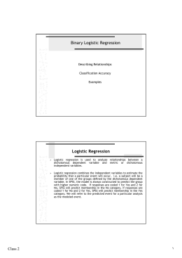 Binary Logistic Regression Logistic Regression