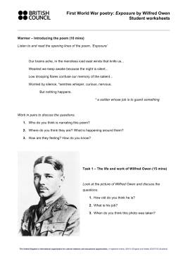 First World War poetry: Exposure by Wilfred Owen Student worksheets