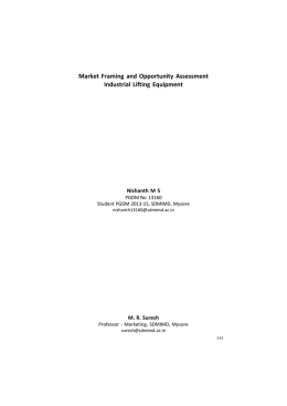 Market Framing and Opportunity Assessment Industrial Lifting