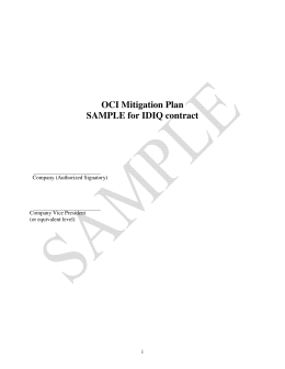 OCI Mitigation Plan SAMPLE for IDIQ contract