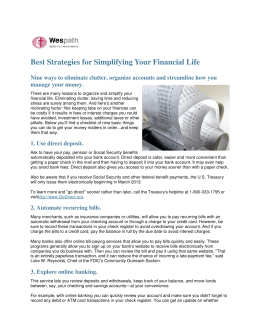 Best Strategies for Simplifying Your Financial Life (WesPath)