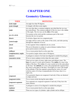 CHAPTER ONE Geometry Glossary.