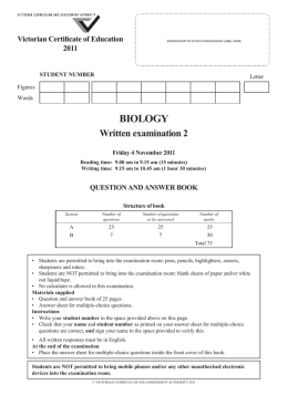 Exam 2 - Victorian Curriculum and Assessment Authority