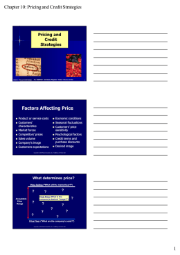 Chapter 11 Pricing and Credit Strategies