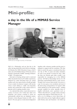 Mini-profile: a day in the life of a MIMAS Service - Serials
