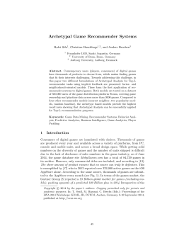Archetypal Game Recommender Systems - CEUR