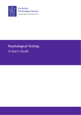 Psychological testing: A user`s guide