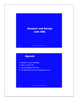 Analysis and Design with UML Agenda