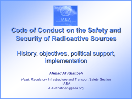 IAEA Code of Conduct on the Safety and Security of Radioactive