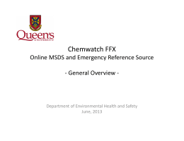 Chemwatch FFX - Environmental Health and Safety