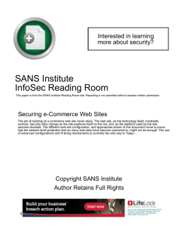 Securing e-Commerce Web Sites