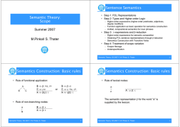 Semantic Theory: Scope Sentence Semantics Semantics
