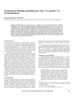 Professional Attitudes and Behaviors: The “A`s and B`s”