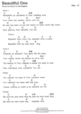 Beautiful One chord chart (Jake)