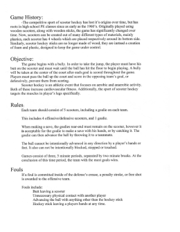 Scooter Hockey Study Guide