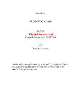 PROTOCOL 12-249 MGH Closed to accrual DFCI Open to Accrual