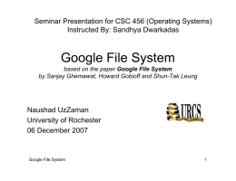 Google File System - University of Rochester