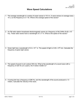 Wave Speed Calculations