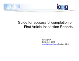 First Article Inspection Training