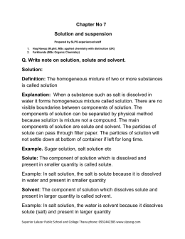 Chapter No 7 Solution and suspension Q. Write note on solution
