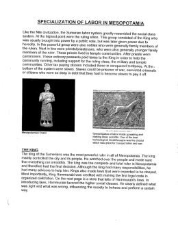 Page 1 SPECIALIZATION OF LABOR IN MESOPOTAMIA Like the