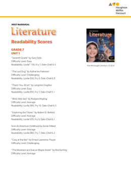 Readability Scores - Houghton Mifflin Harcourt
