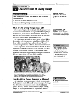 Characteristics of Living Things