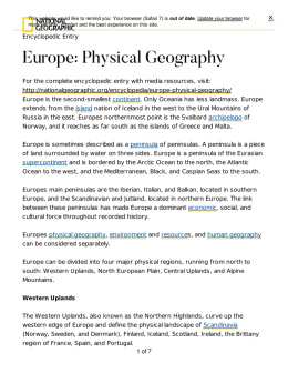 Europe: Physical Geography