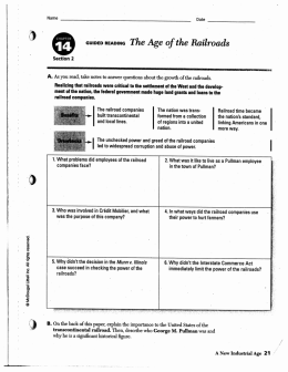 Page 1 Name Date O ta. guided reading The Age of the Railroads