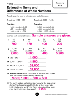 Estimating Sums and Differences of Whole Numbers 1,000 4,900
