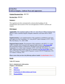 CCR-670-1 Uniform Insignia: Uniform Wear and Appearance