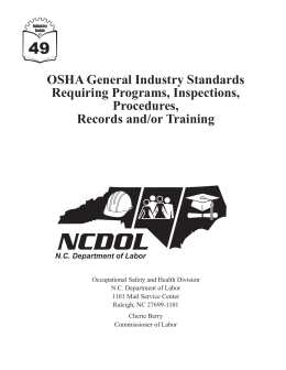 OSHA General Industry Standards Requiring Programs
