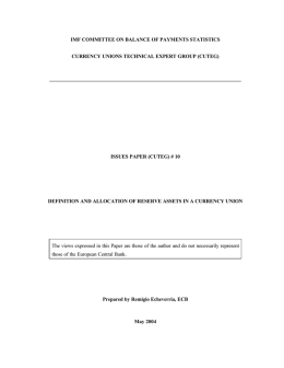 Definition and Allocation of Reserve Assets in a Currency Union